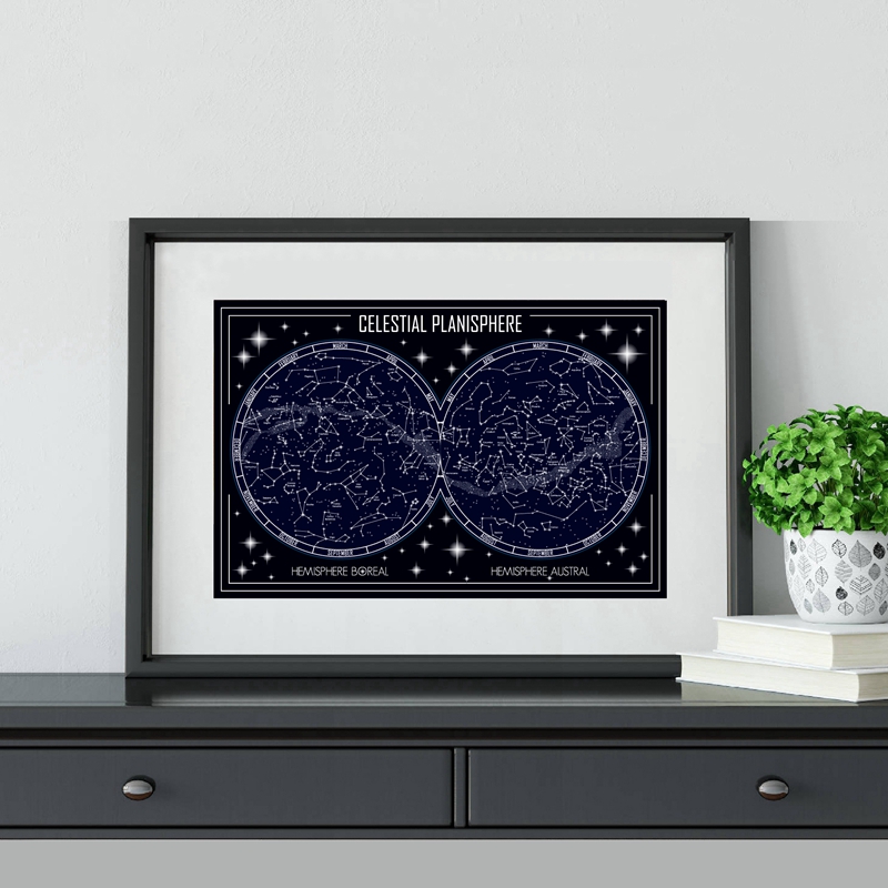 Celestial Planisphere Map Canv - Star Map Poster ulasan dan harga